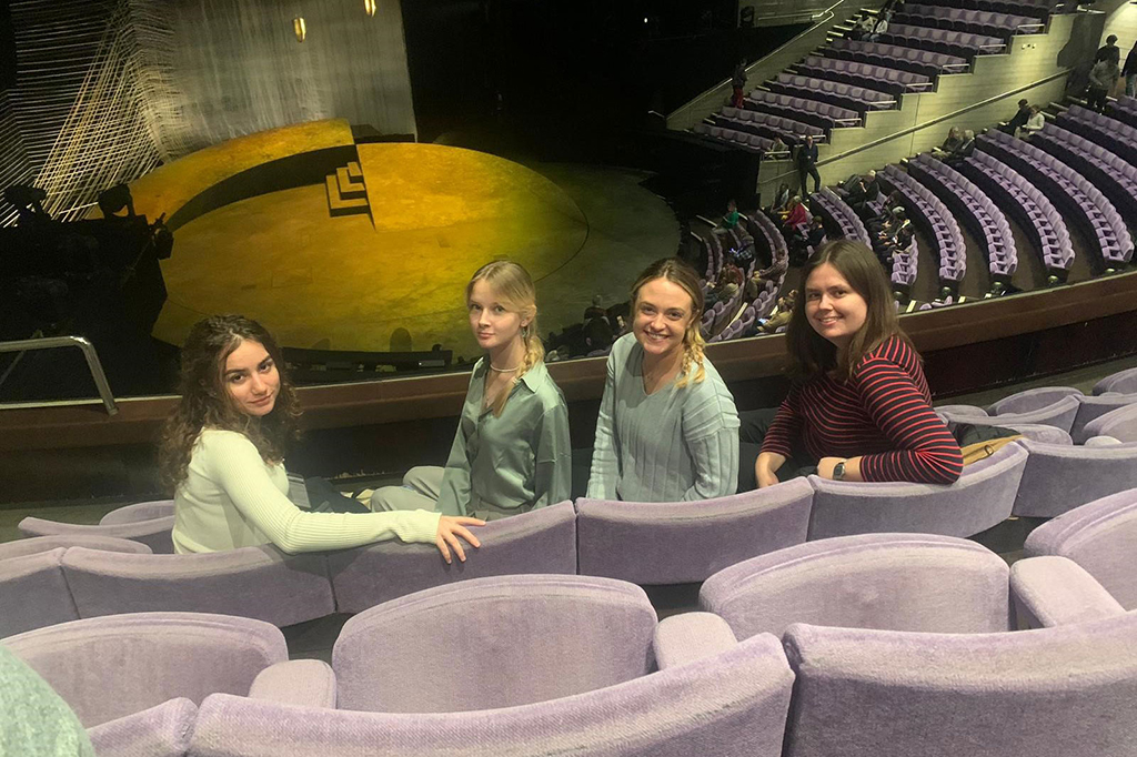 Cowes work experience students at the National Theatre