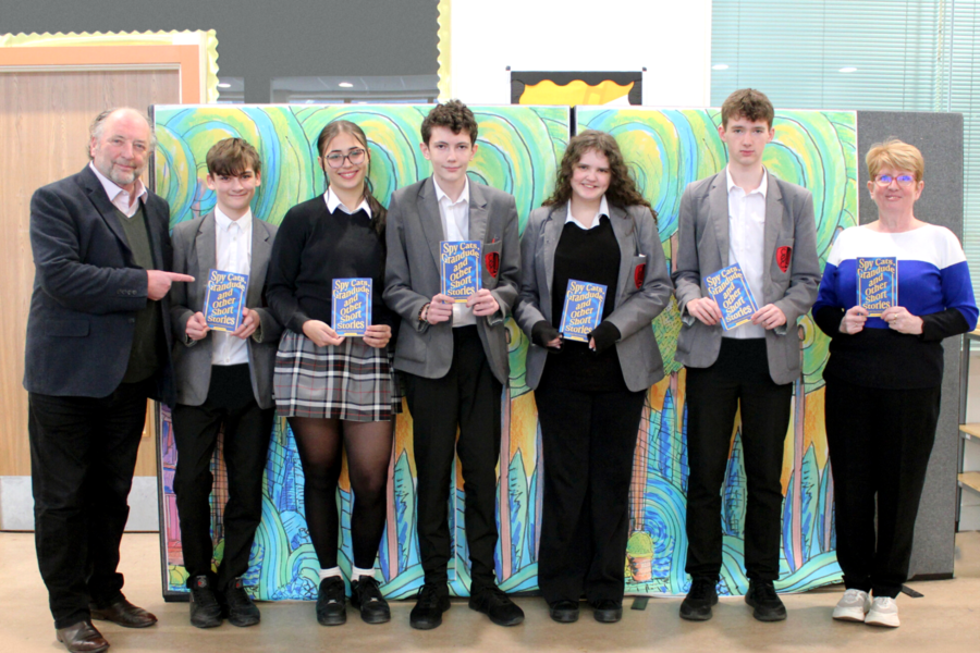 Ian Dickens with Cowes students