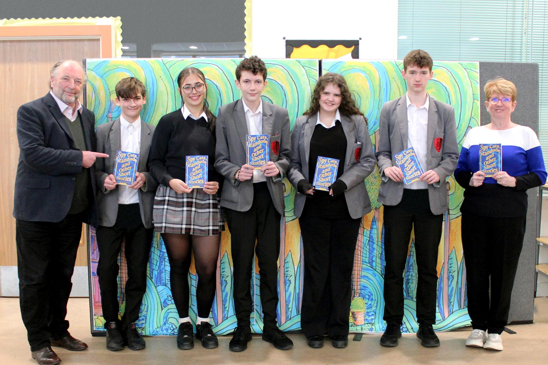 Ian Dickens with Cowes students