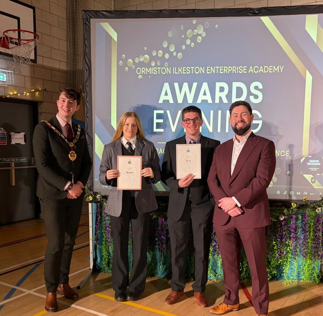 Ormiston Ilkeston Enterprise Academy pupils wearing formal clothes during awards presentation