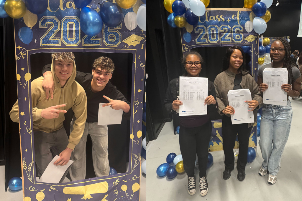 Students at WOA celebrating their results.